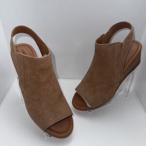 Lucky Brand Plush Leather Movisa‎ Wedge Sandal 6M NWOT